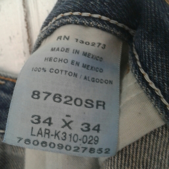 Men's Distressed Rustler Cotton Blue Jeans, Size 34 X 34 - Picture 8 of 8